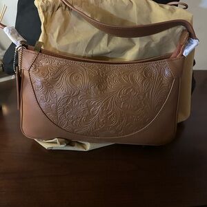 Anuschka Brown Shoulder Bag with Embossed Leather